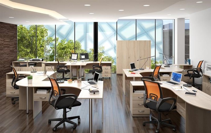 Офисный комплект мебели SIMPLE с эргономичными столами, тумбами, шкафами в Саратове - изображение 3